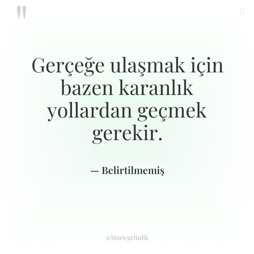 Gerçeğe ulaşmak için bazen karanlık yollardan geçmek gerekir.