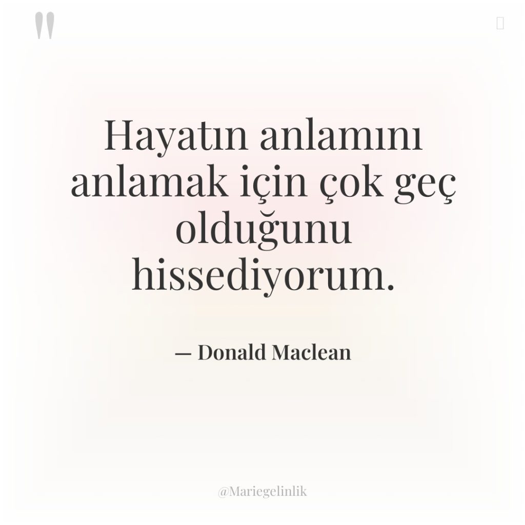 Hayatın anlamını anlamak için çok geç olduğunu hissediyorum.