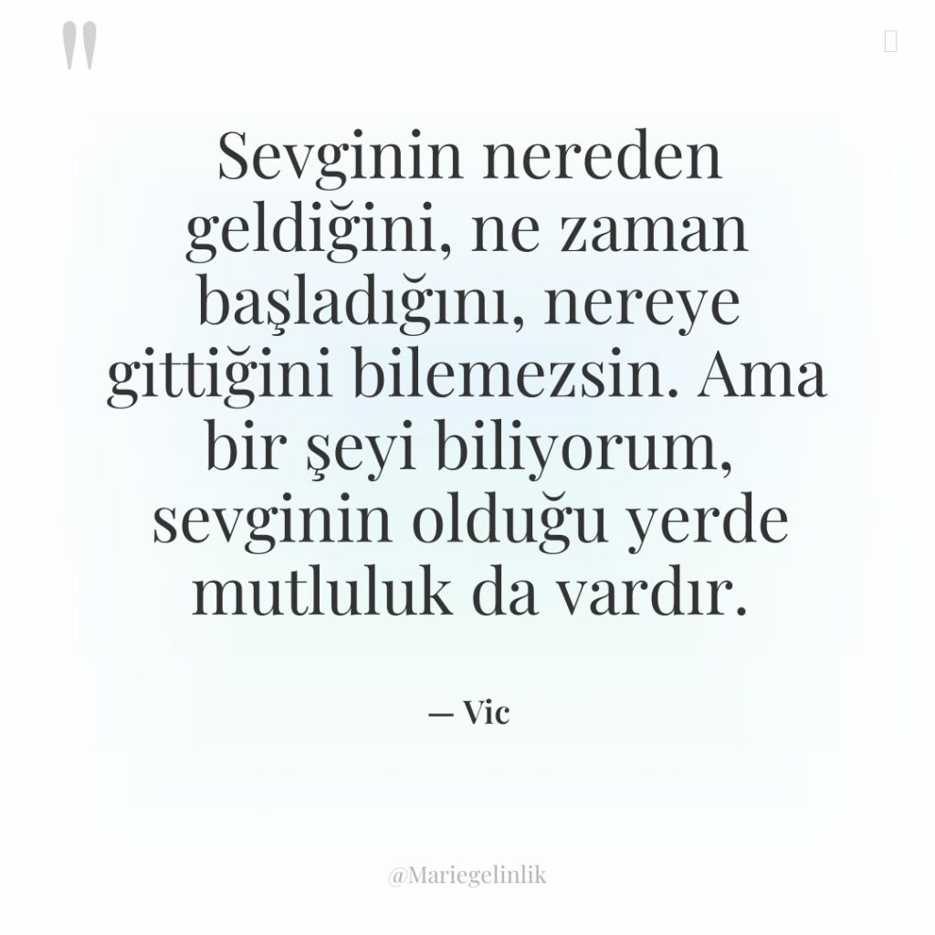 Sevginin nereden geldiğini, ne zaman başladığını, nereye gittiğini bilemezsin. Ama…