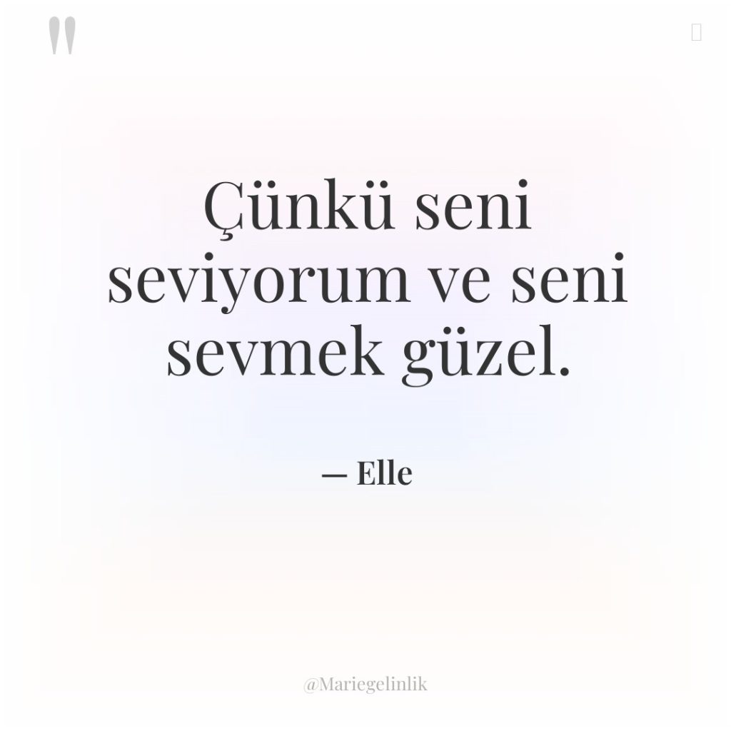 Çünkü seni seviyorum ve seni sevmek güzel.