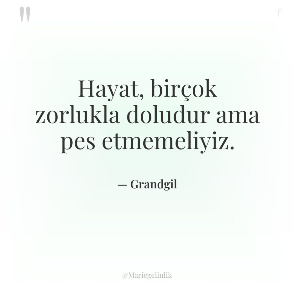 Hayat, birçok zorlukla doludur ama pes etmemeliyiz.