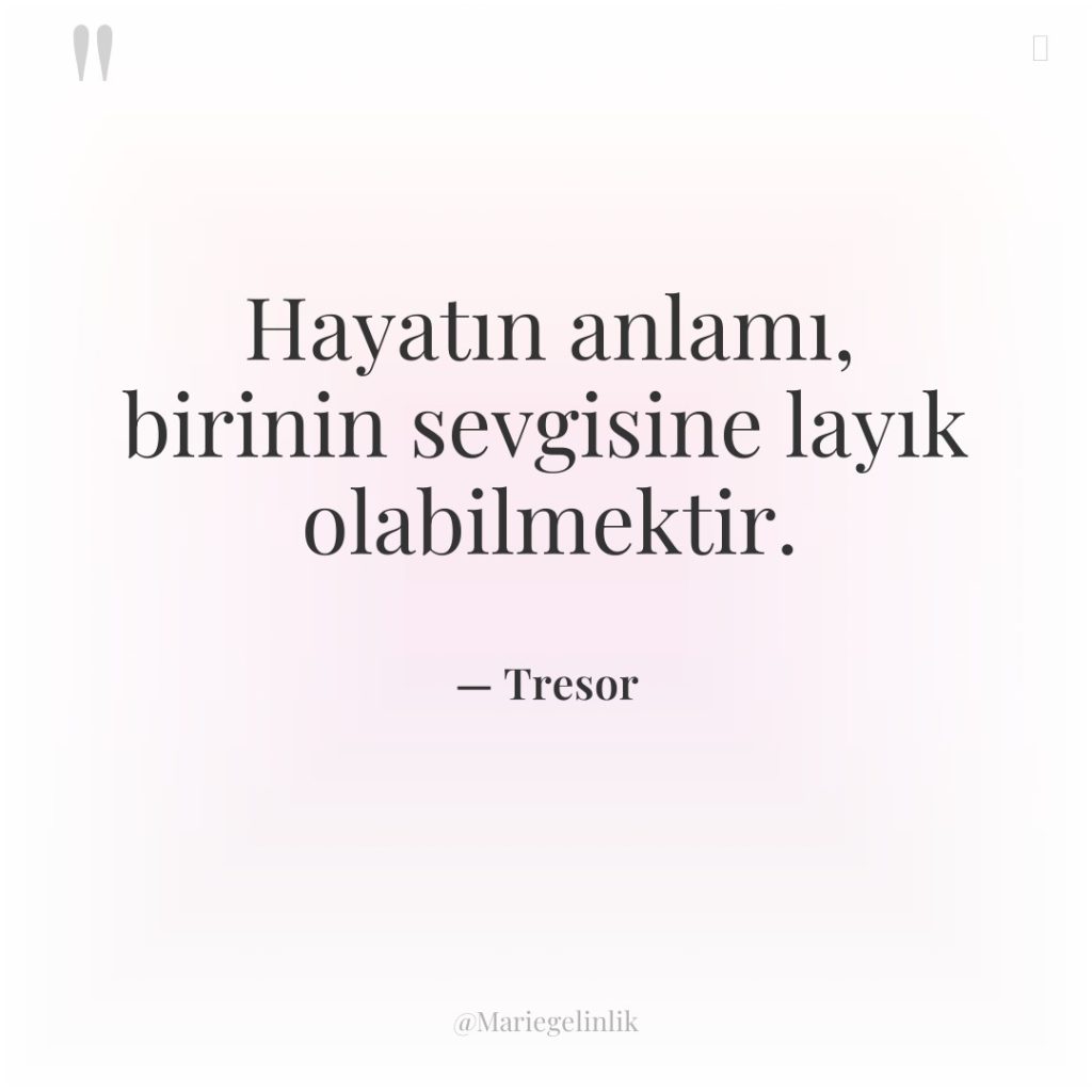 Hayatın anlamı, birinin sevgisine layık olabilmektir.