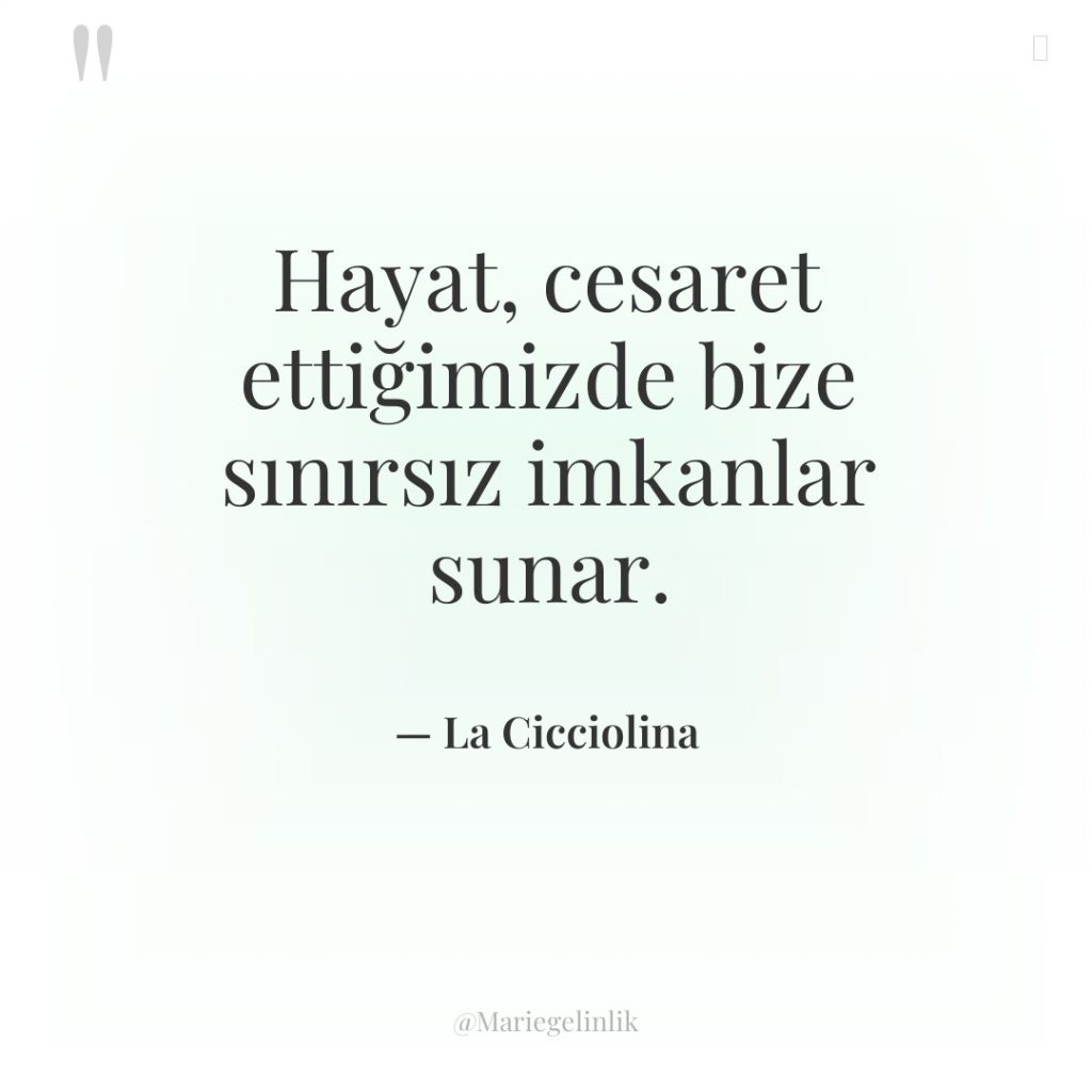 Hayat, cesaret ettiğimizde bize sınırsız imkanlar sunar.