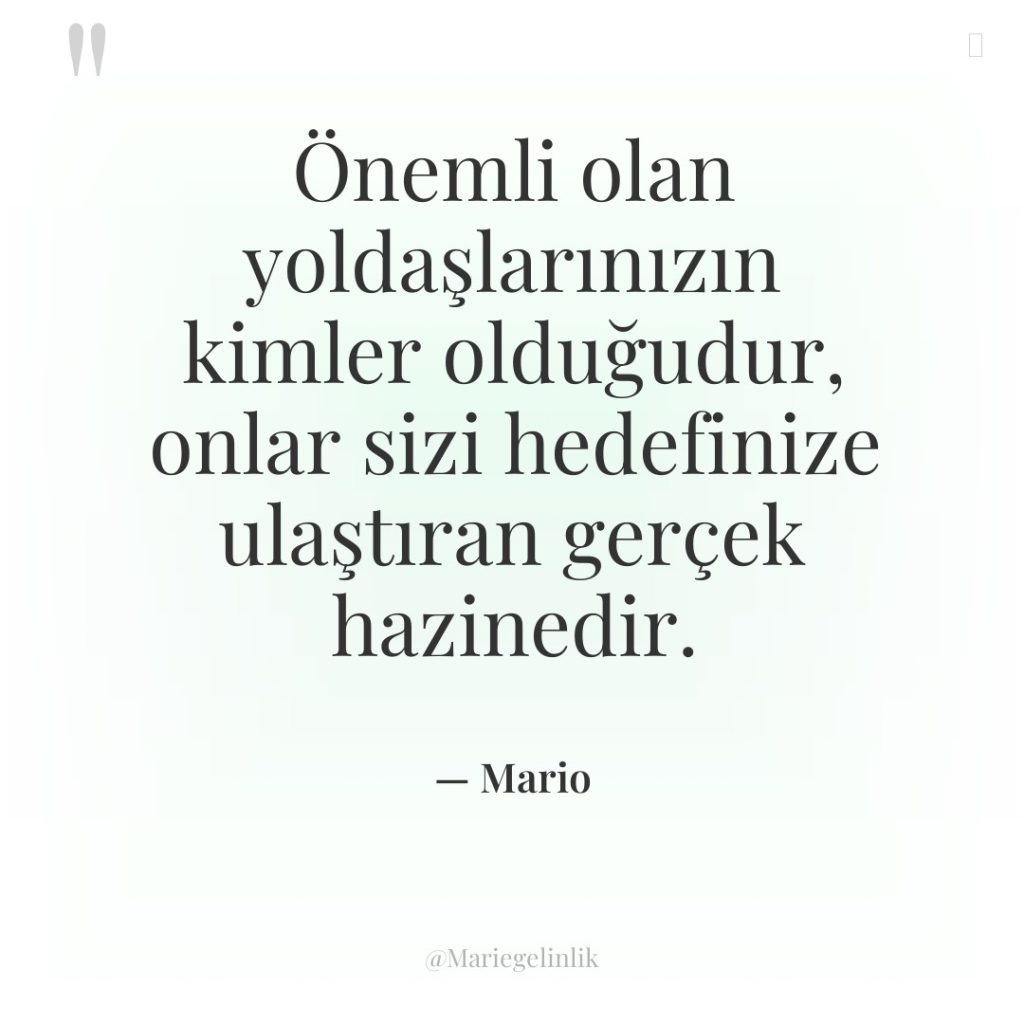 Önemli olan yoldaşlarınızın kimler olduğudur, onlar sizi hedefinize ulaştıran gerçek…