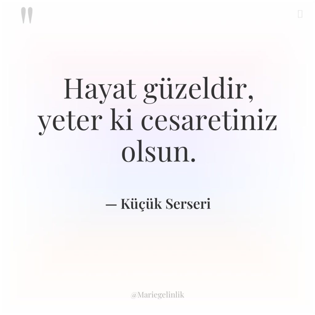 Hayat güzeldir, yeter ki cesaretiniz olsun.