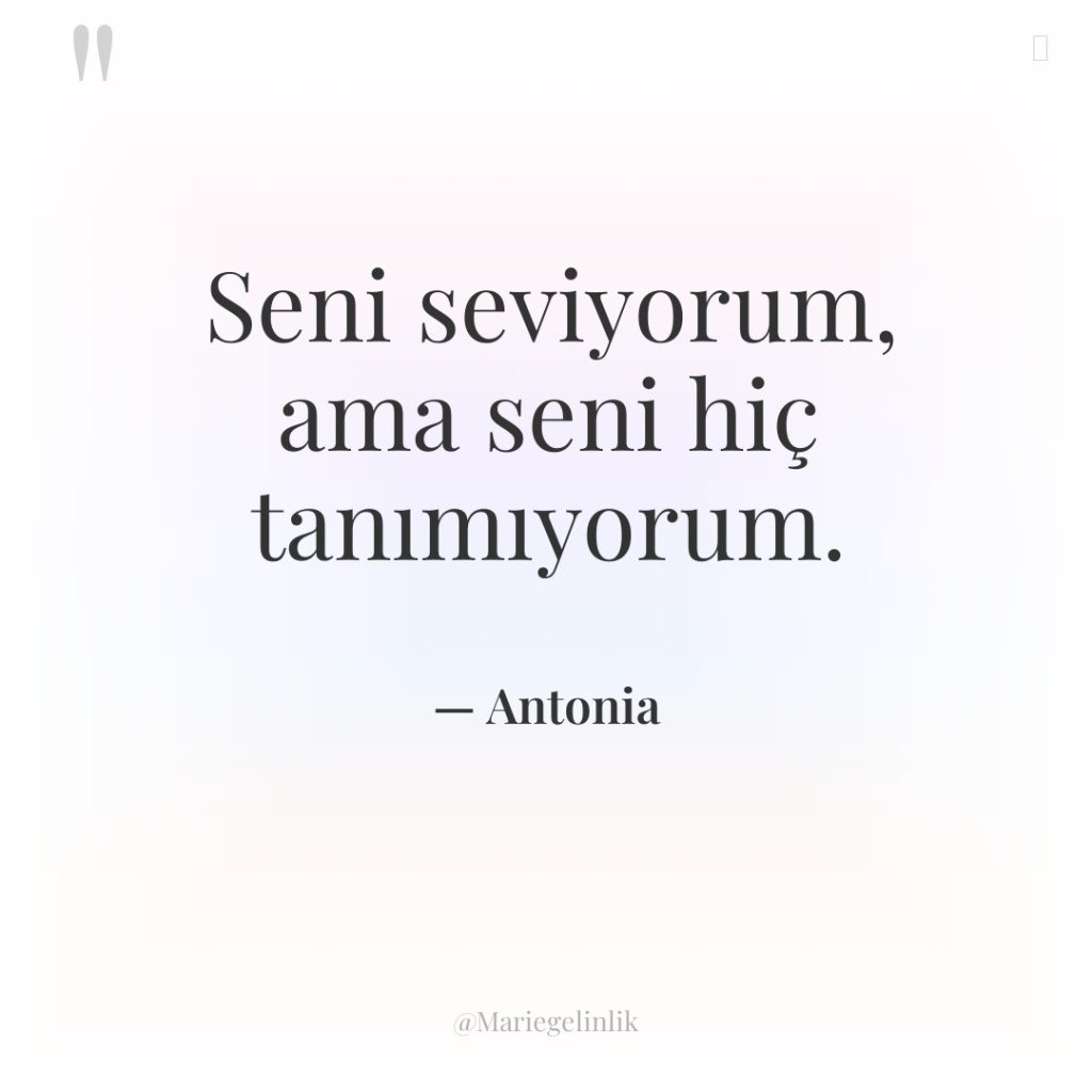 Seni seviyorum, ama seni hiç tanımıyorum.