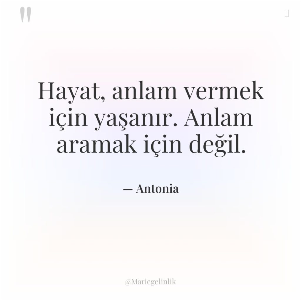 Hayat, anlam vermek için yaşanır. Anlam aramak için değil.