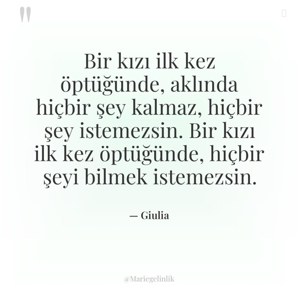 Bir kızı ilk kez öptüğünde, aklında hiçbir şey kalmaz, hiçbir…