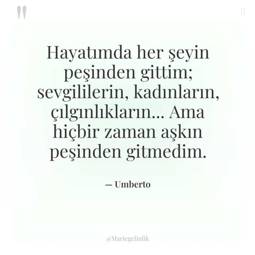 Hayatımda her şeyin peşinden gittim; sevgililerin, kadınların, çılgınlıkların… Ama hiçbir…