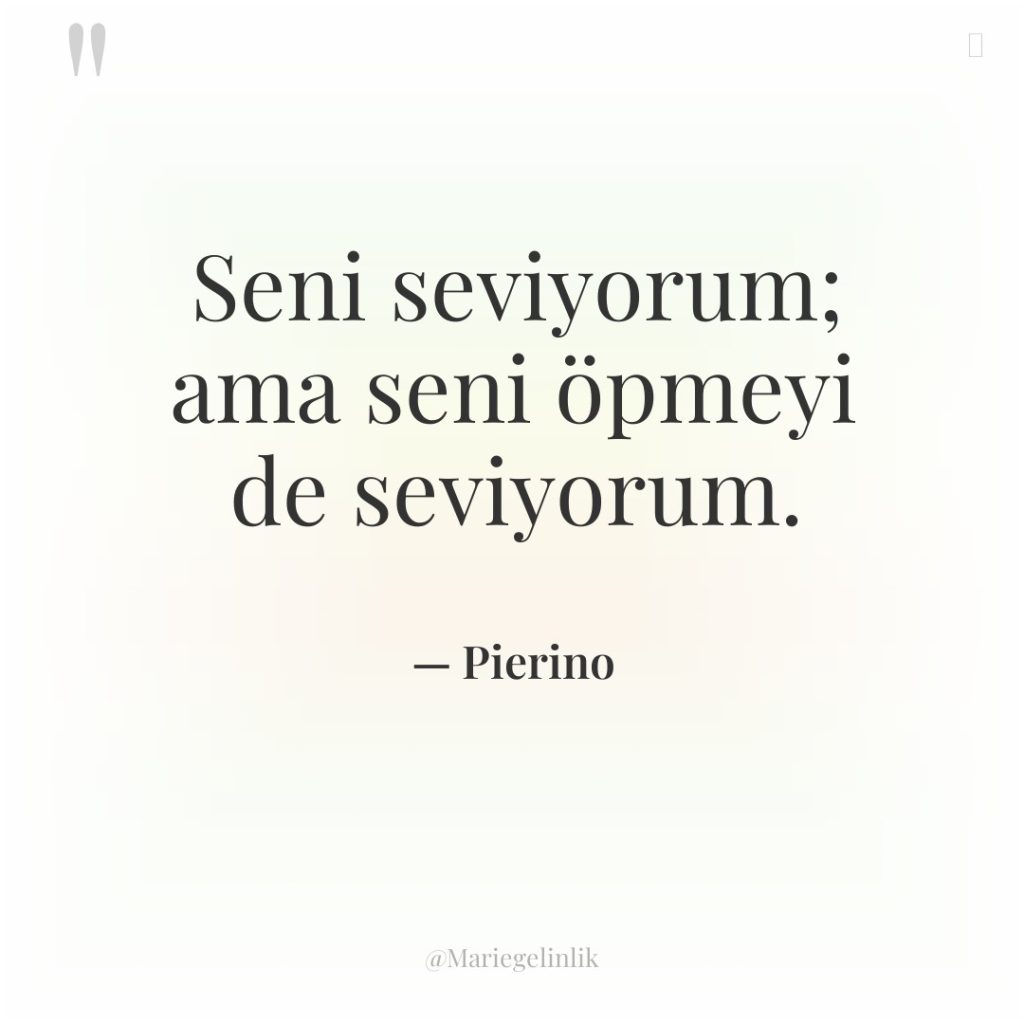 Seni seviyorum; ama seni öpmeyi de seviyorum.