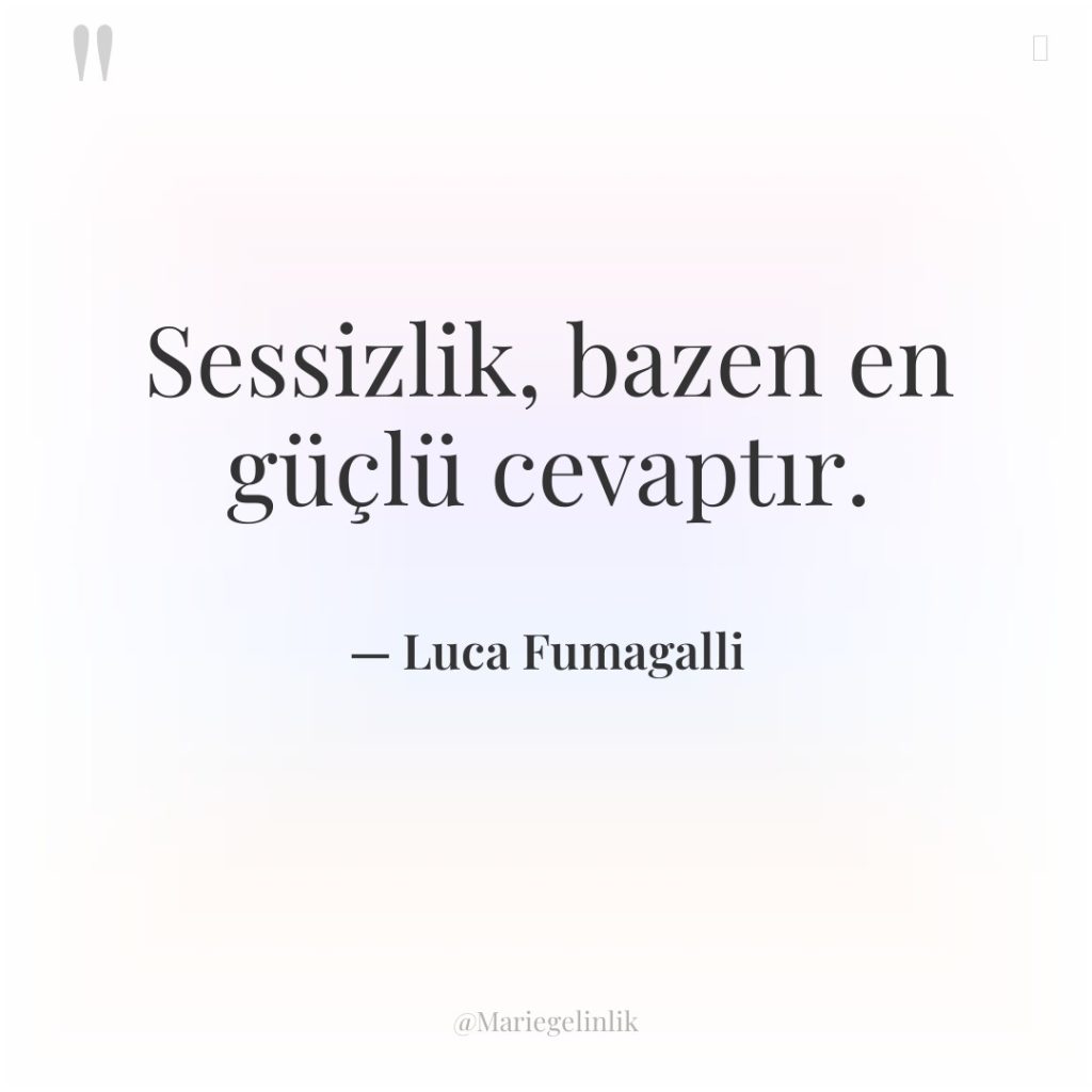 Sessizlik, bazen en güçlü cevaptır.