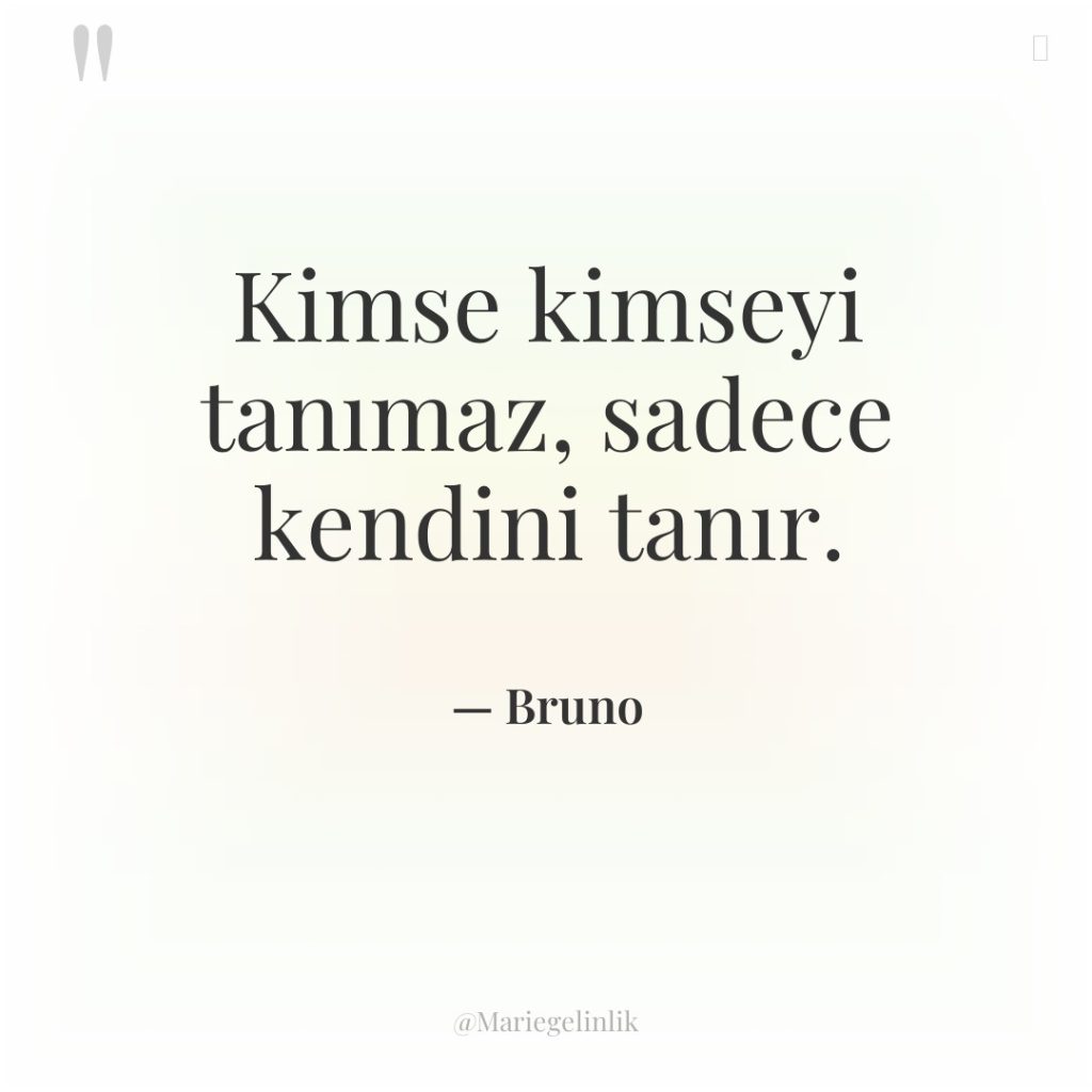 Kimse kimseyi tanımaz, sadece kendini tanır.