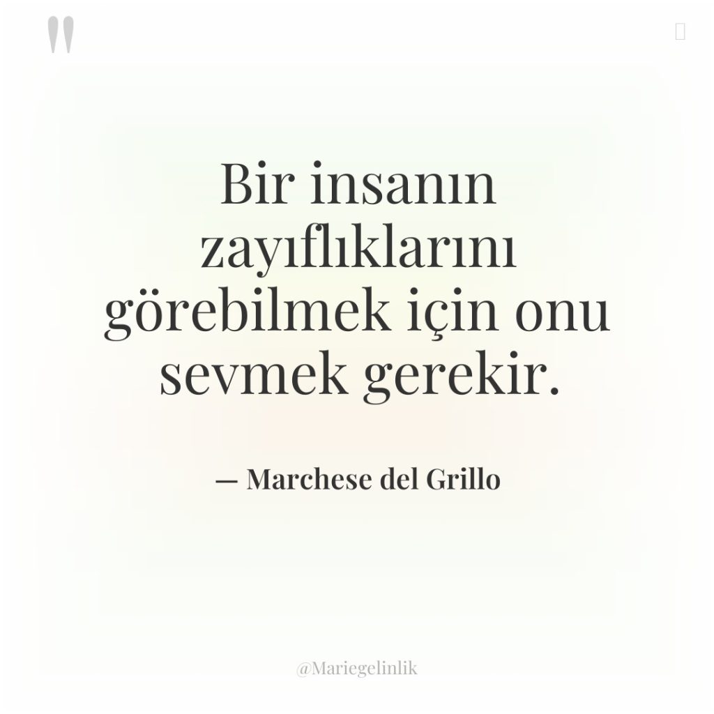 Bir insanın zayıflıklarını görebilmek için onu sevmek gerekir.