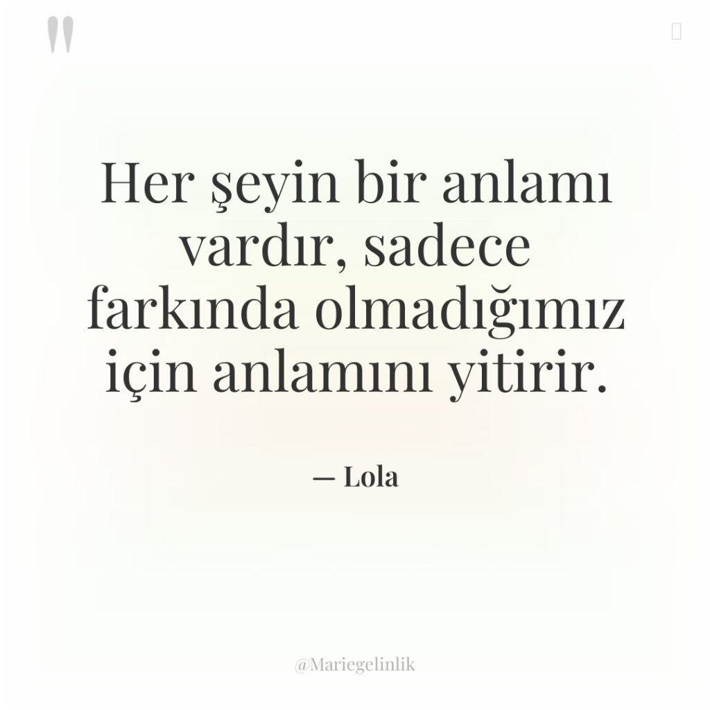 Her şeyin bir anlamı vardır, sadece farkında olmadığımız için anlamını…