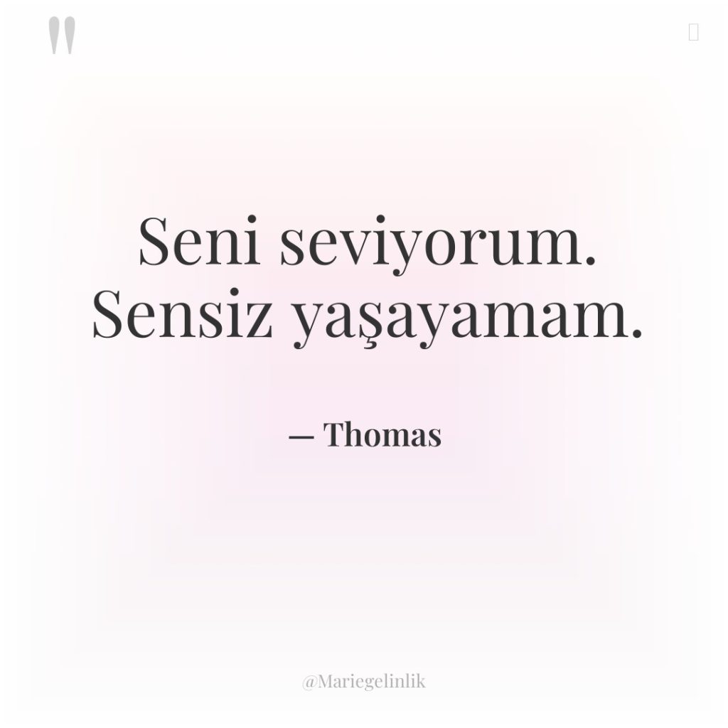 Seni seviyorum. Sensiz yaşayamam.