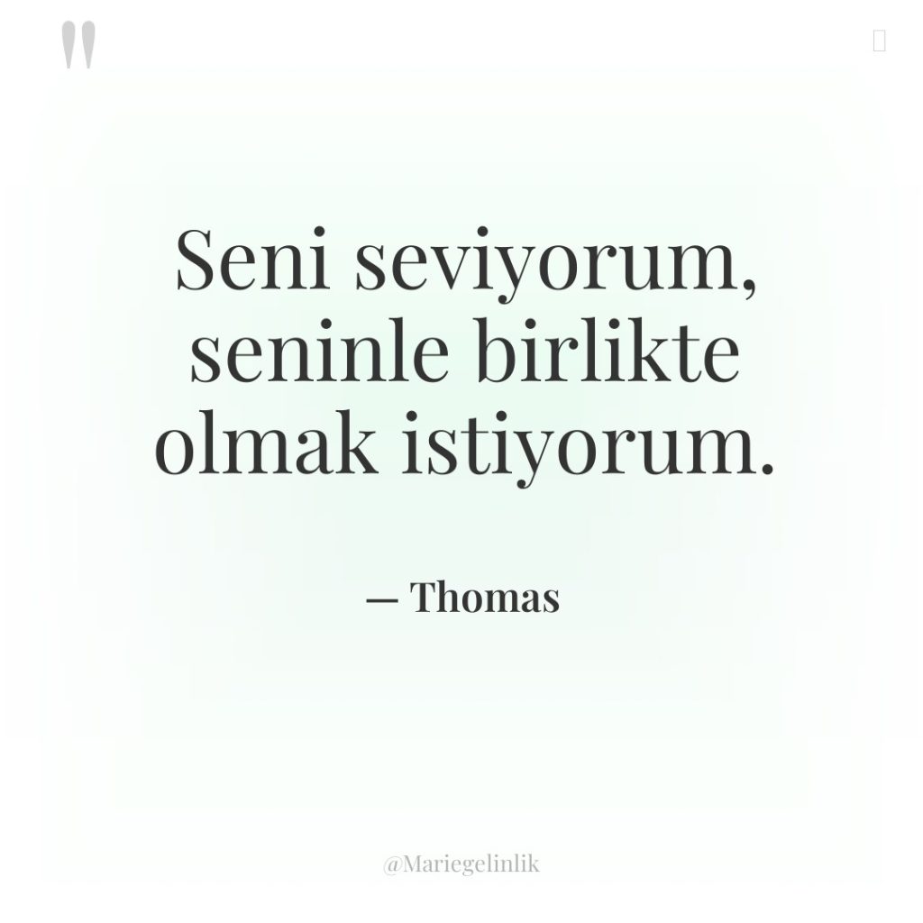 Seni seviyorum, seninle birlikte olmak istiyorum.