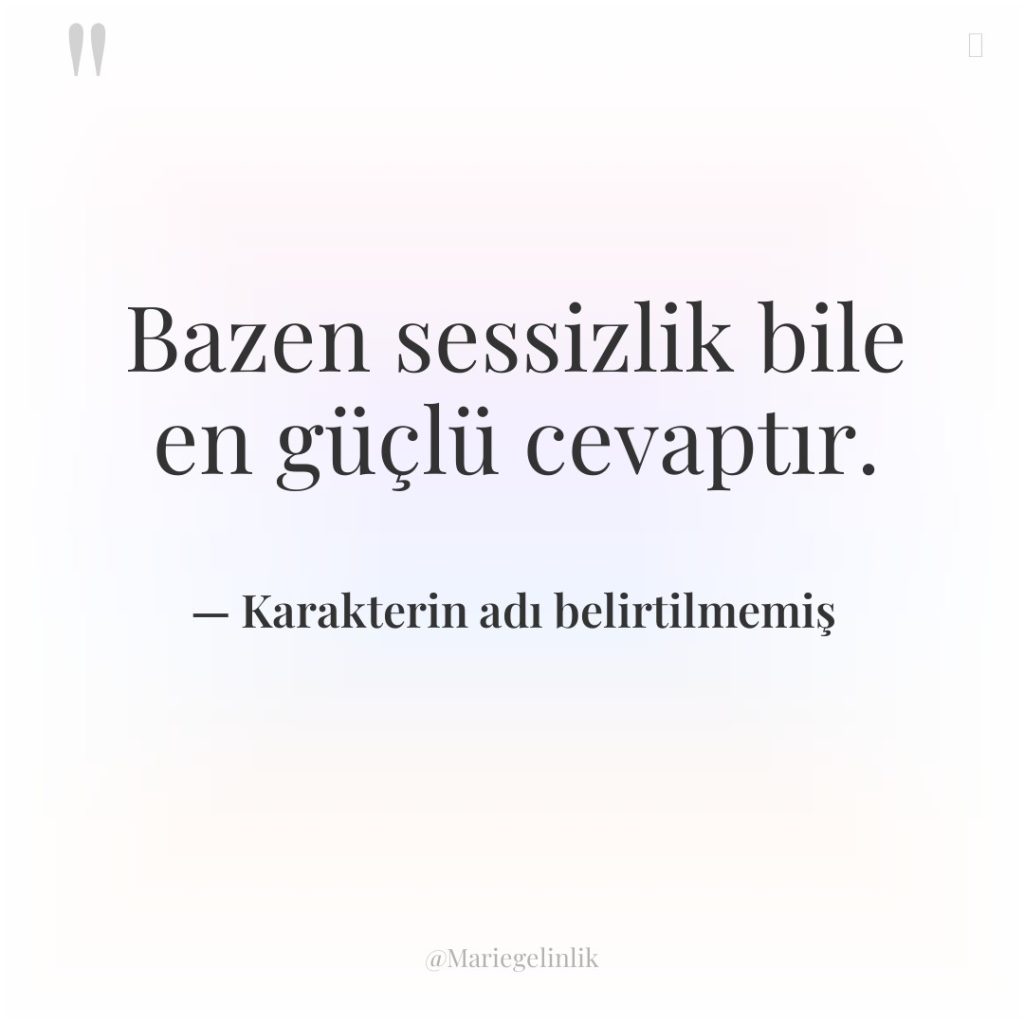 Bazen sessizlik bile en güçlü cevaptır.