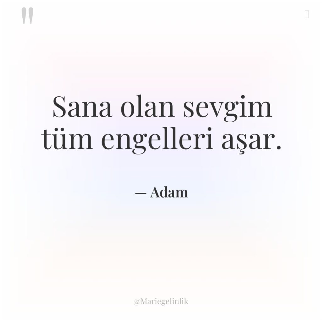 Sana olan sevgim tüm engelleri aşar.