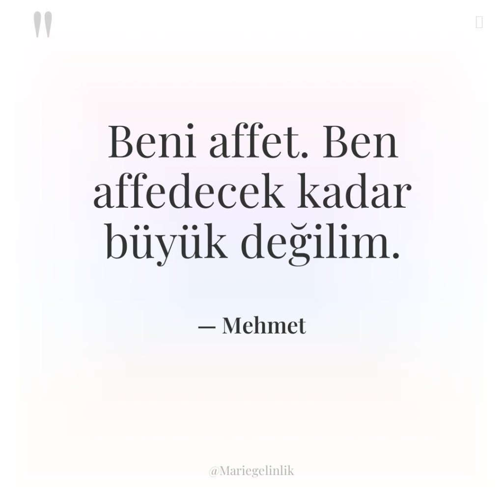 Beni affet. Ben affedecek kadar büyük değilim.
