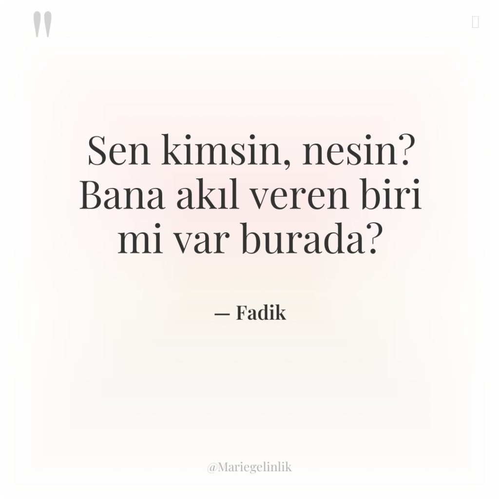 Sen kimsin, nesin? Bana akıl veren biri mi var burada?