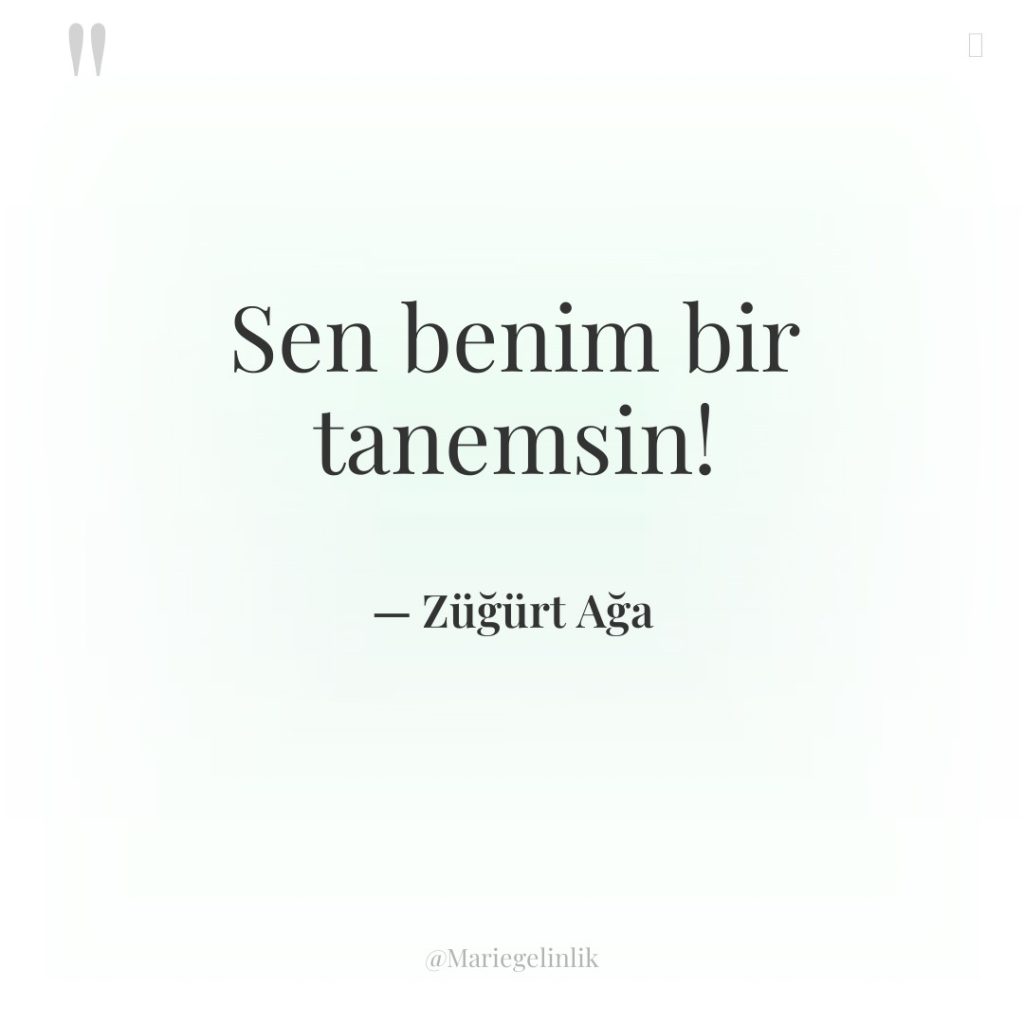 Sen benim bir tanemsin!