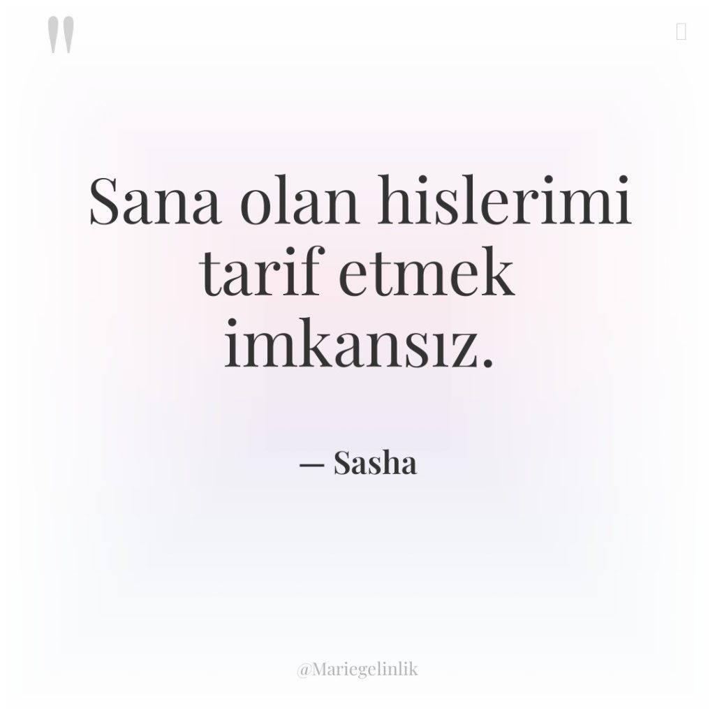 Sana olan hislerimi tarif etmek imkansız.