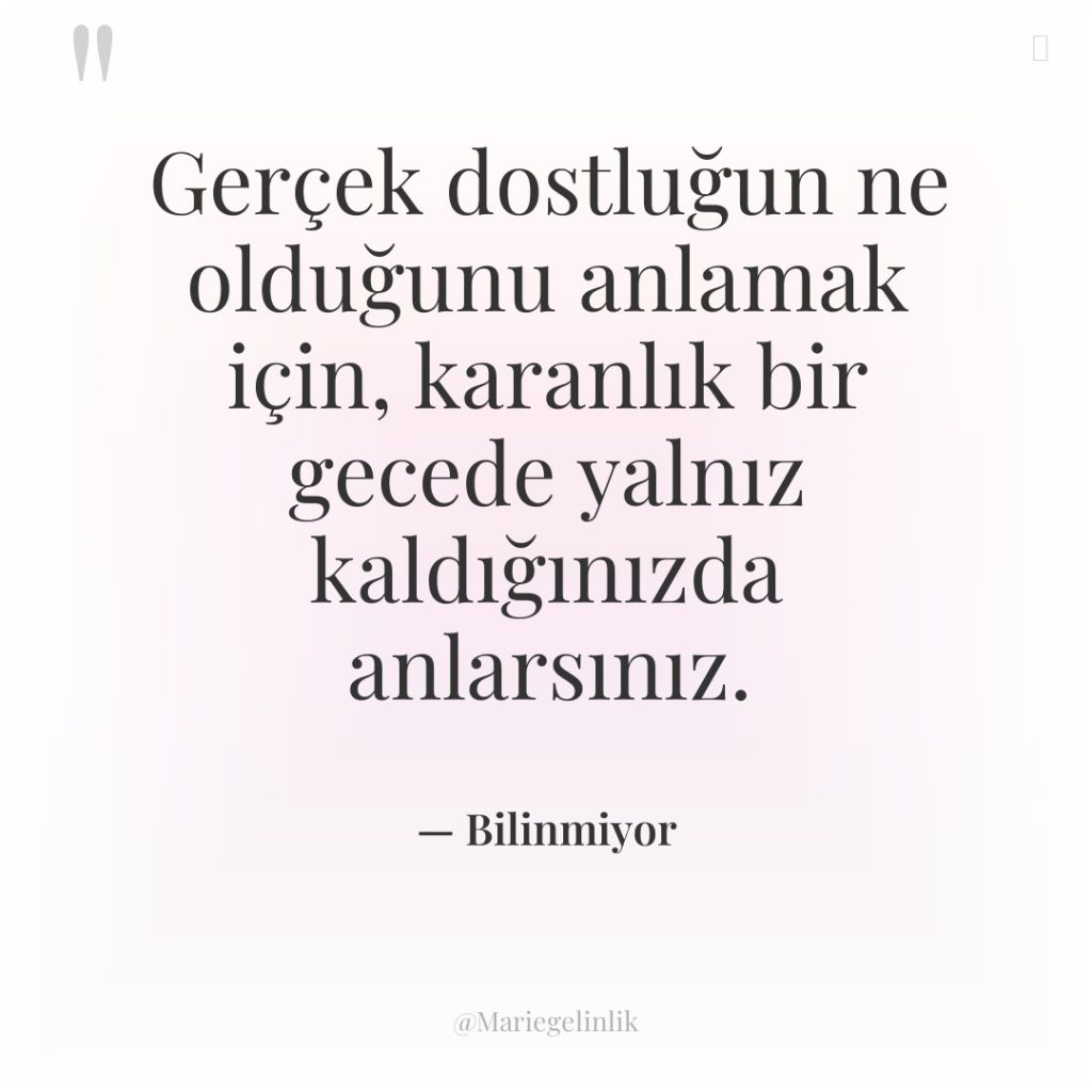 Gerçek dostluğun ne olduğunu anlamak için, karanlık bir gecede yalnız…