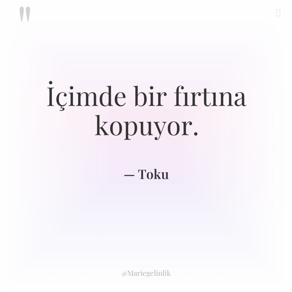 İçimde bir fırtına kopuyor.