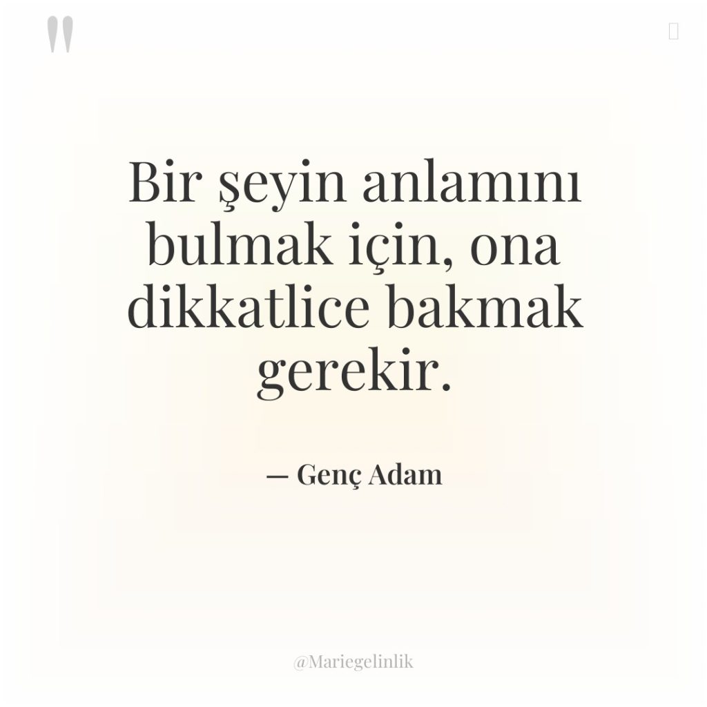 Bir şeyin anlamını bulmak için, ona dikkatlice bakmak gerekir.