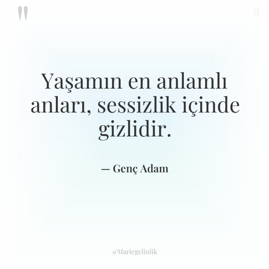 Yaşamın en anlamlı anları, sessizlik içinde gizlidir.