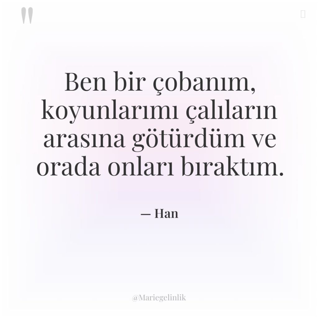 Ben bir çobanım, koyunlarımı çalıların arasına götürdüm ve orada onları…