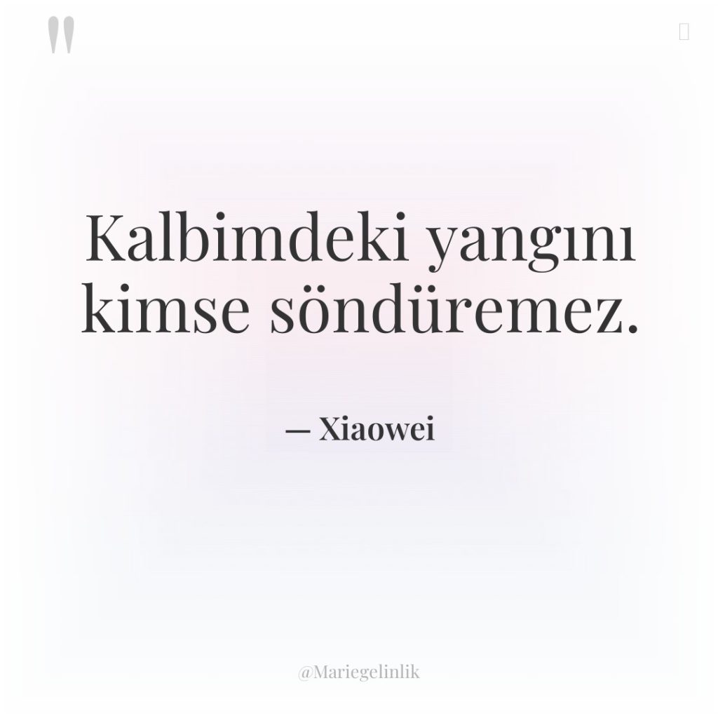 Kalbimdeki yangını kimse söndüremez.