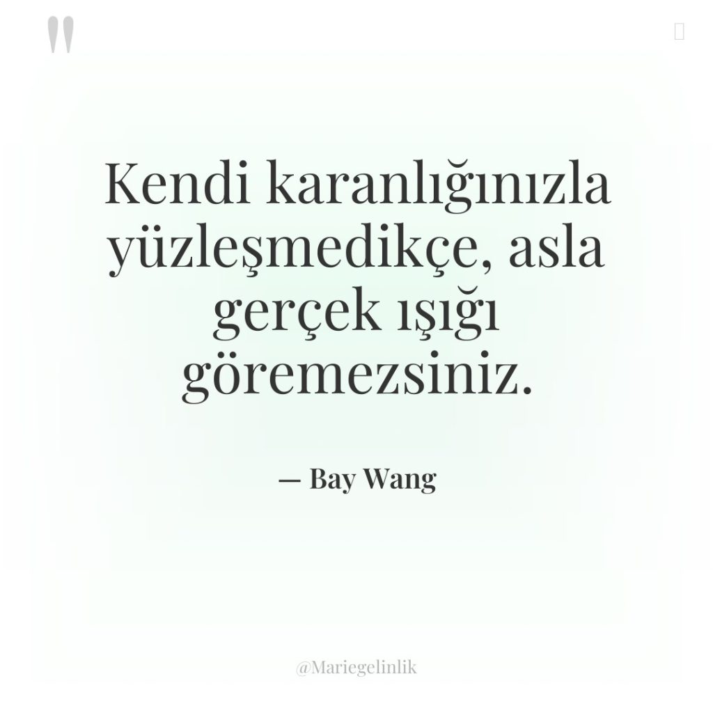 Kendi karanlığınızla yüzleşmedikçe, asla gerçek ışığı göremezsiniz.