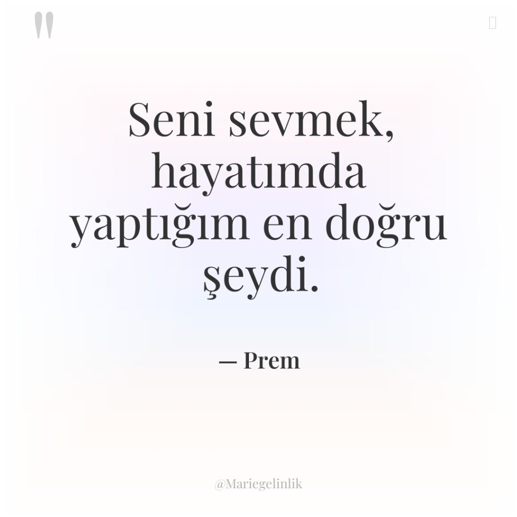 Seni sevmek, hayatımda yaptığım en doğru şeydi.