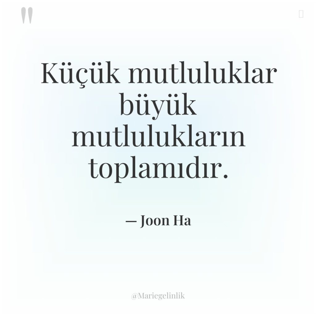 Küçük mutluluklar büyük mutlulukların toplamıdır.