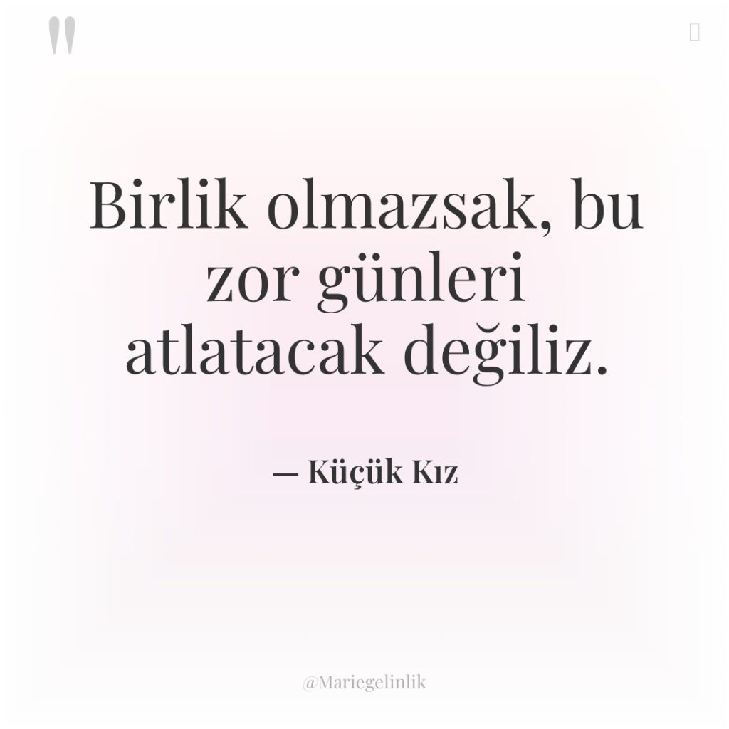 Birlik olmazsak, bu zor günleri atlatacak değiliz.