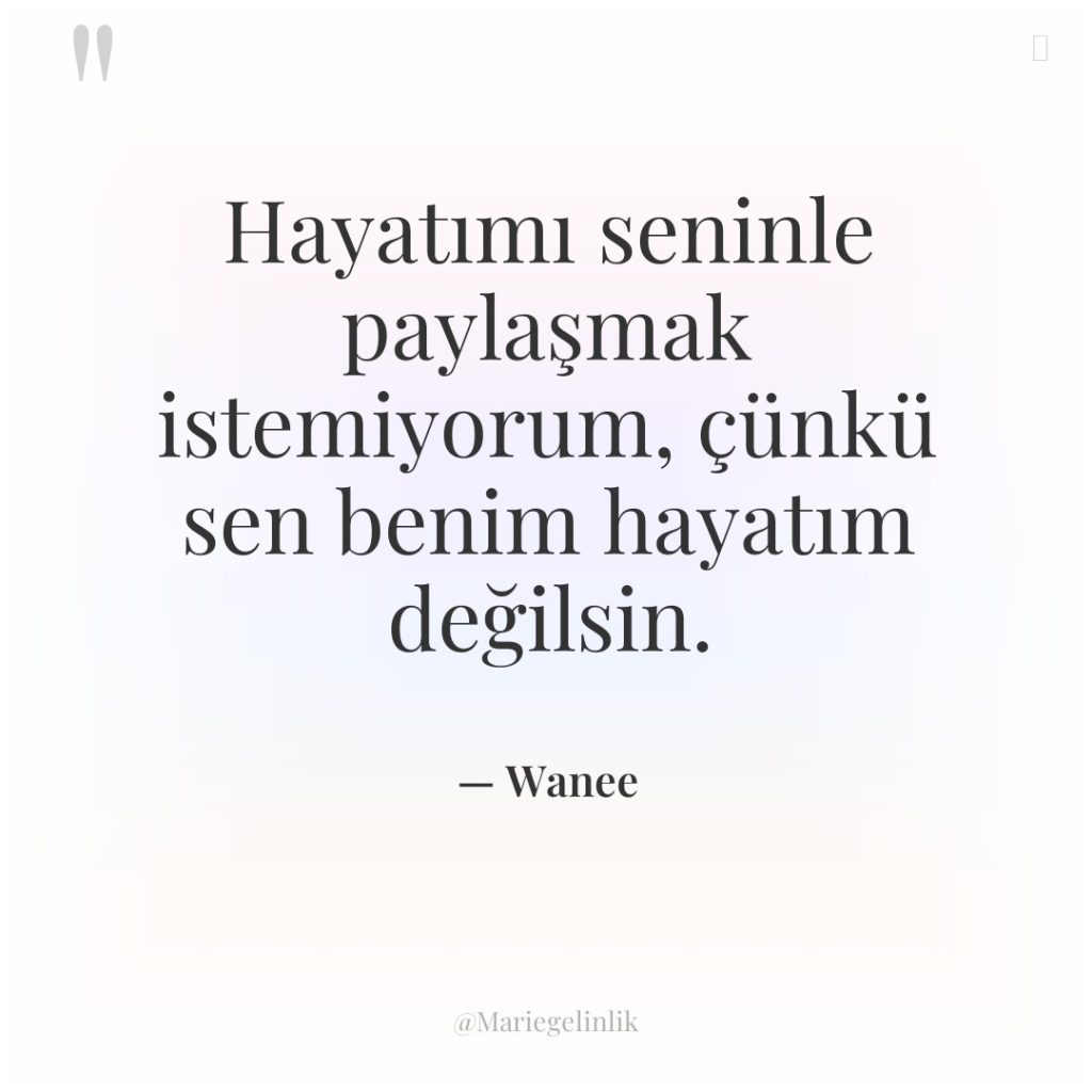Hayatımı seninle paylaşmak istemiyorum, çünkü sen benim hayatım değilsin.