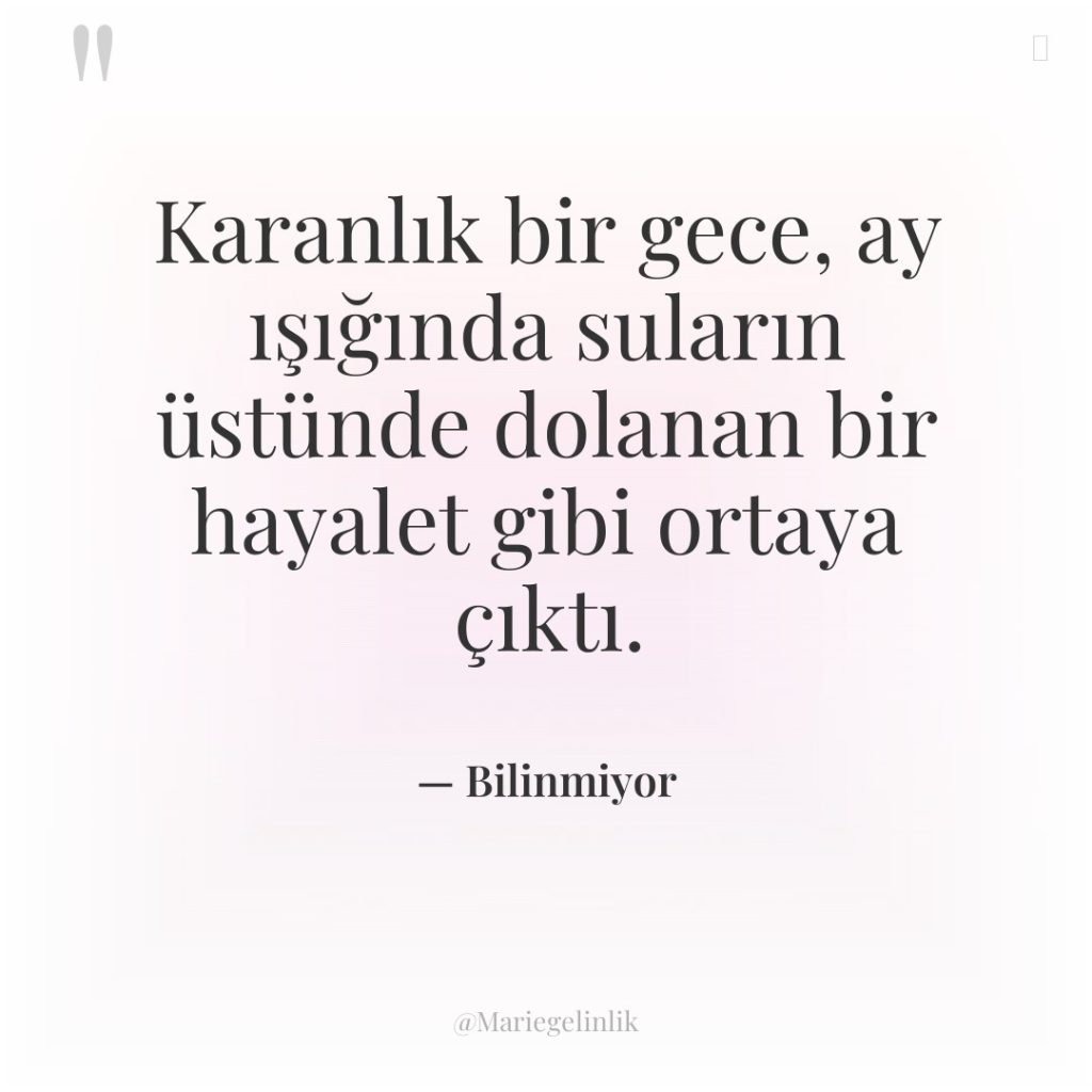 Karanlık bir gece, ay ışığında suların üstünde dolanan bir hayalet…