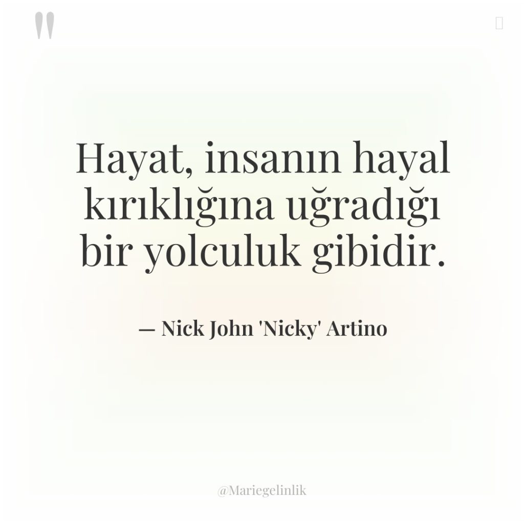 Hayat, insanın hayal kırıklığına uğradığı bir yolculuk gibidir.