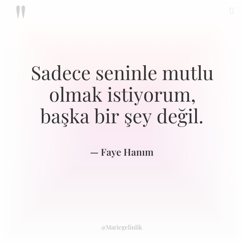 Sadece seninle mutlu olmak istiyorum, başka bir şey değil.