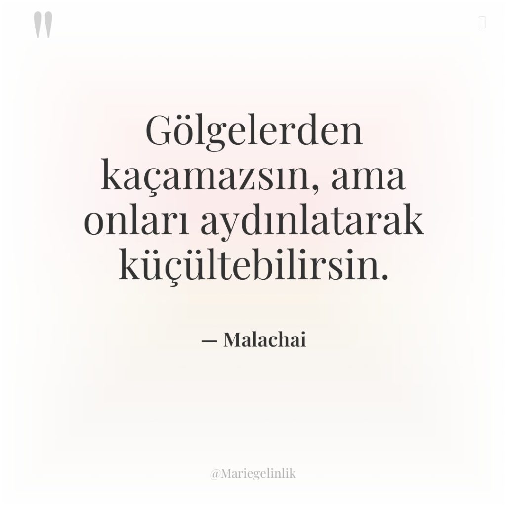 Gölgelerden kaçamazsın, ama onları aydınlatarak küçültebilirsin.