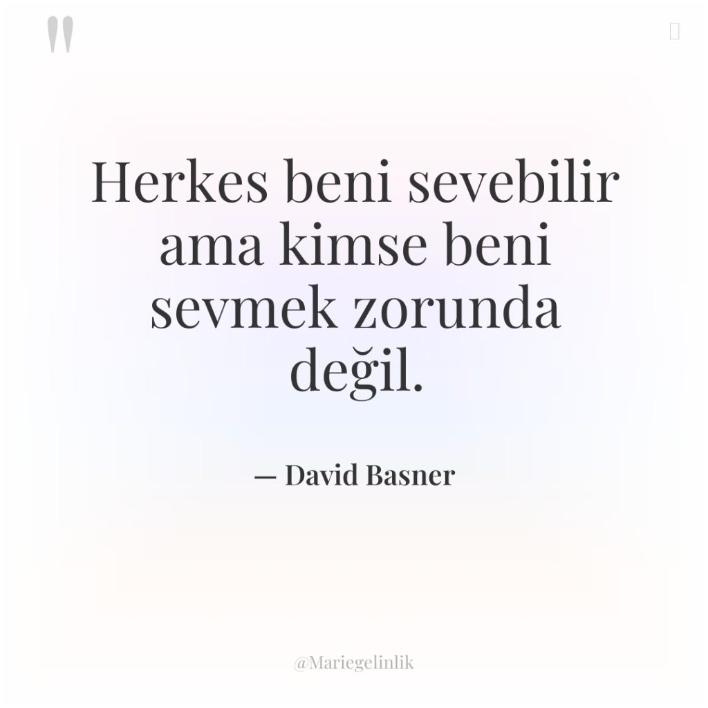 Herkes beni sevebilir ama kimse beni sevmek zorunda değil.
