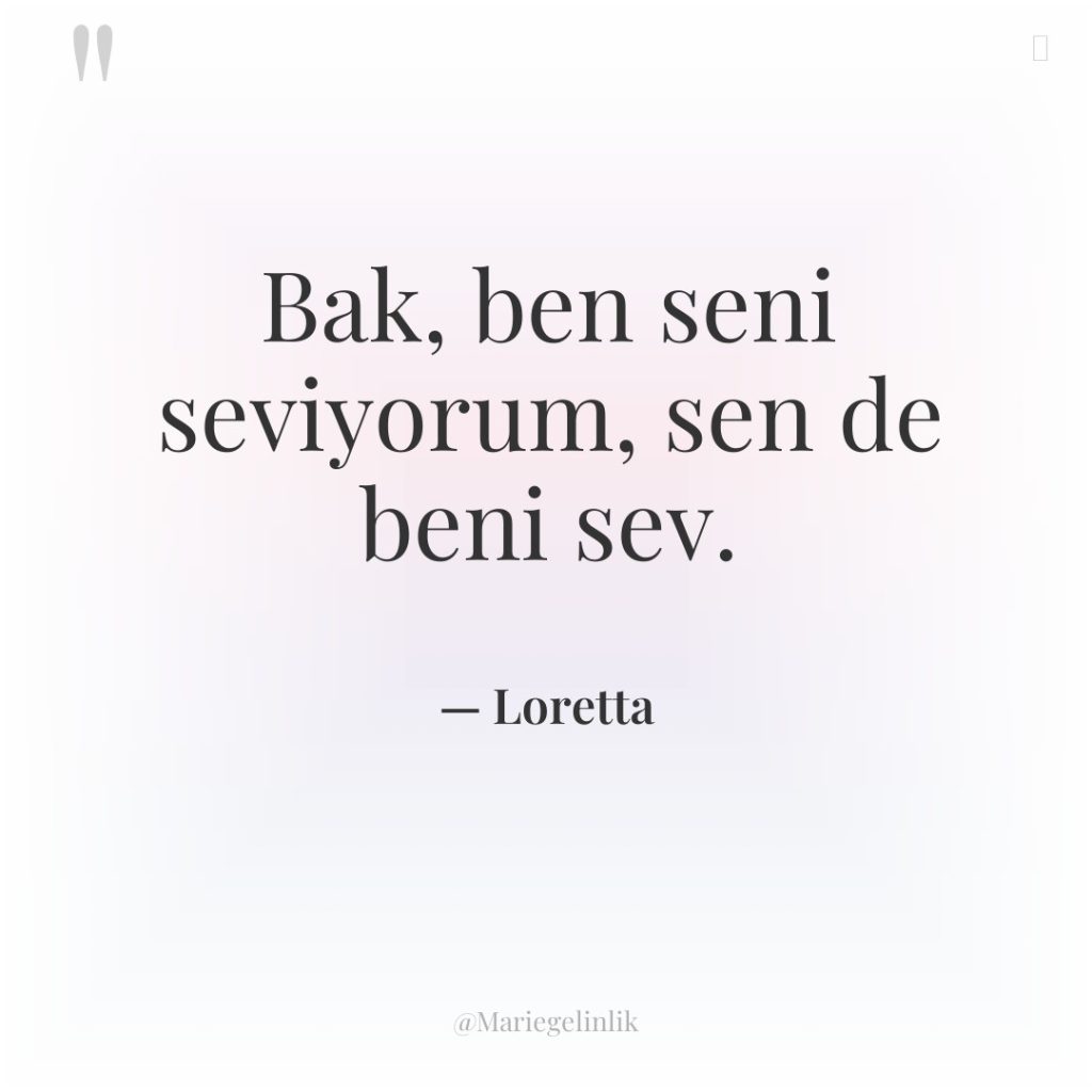 Bak, ben seni seviyorum, sen de beni sev.