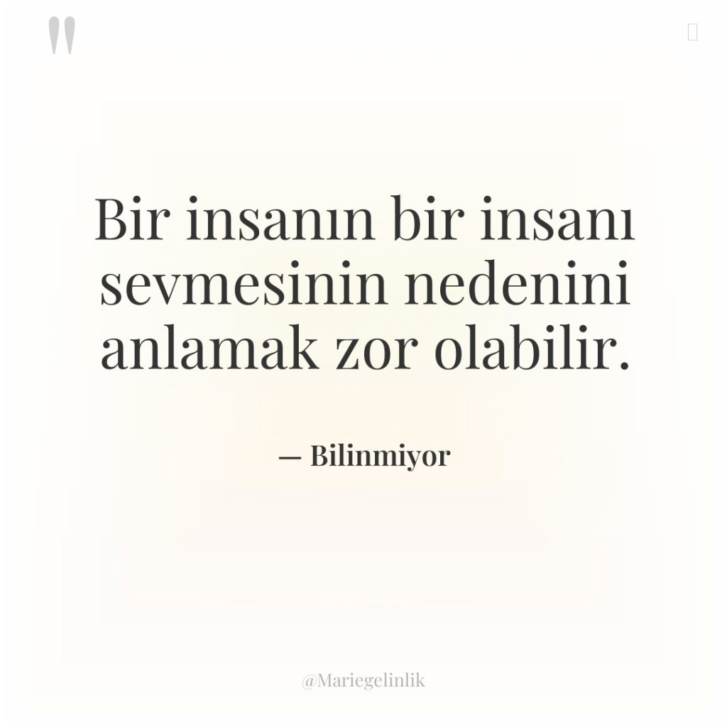 Bir insanın bir insanı sevmesinin nedenini anlamak zor olabilir.