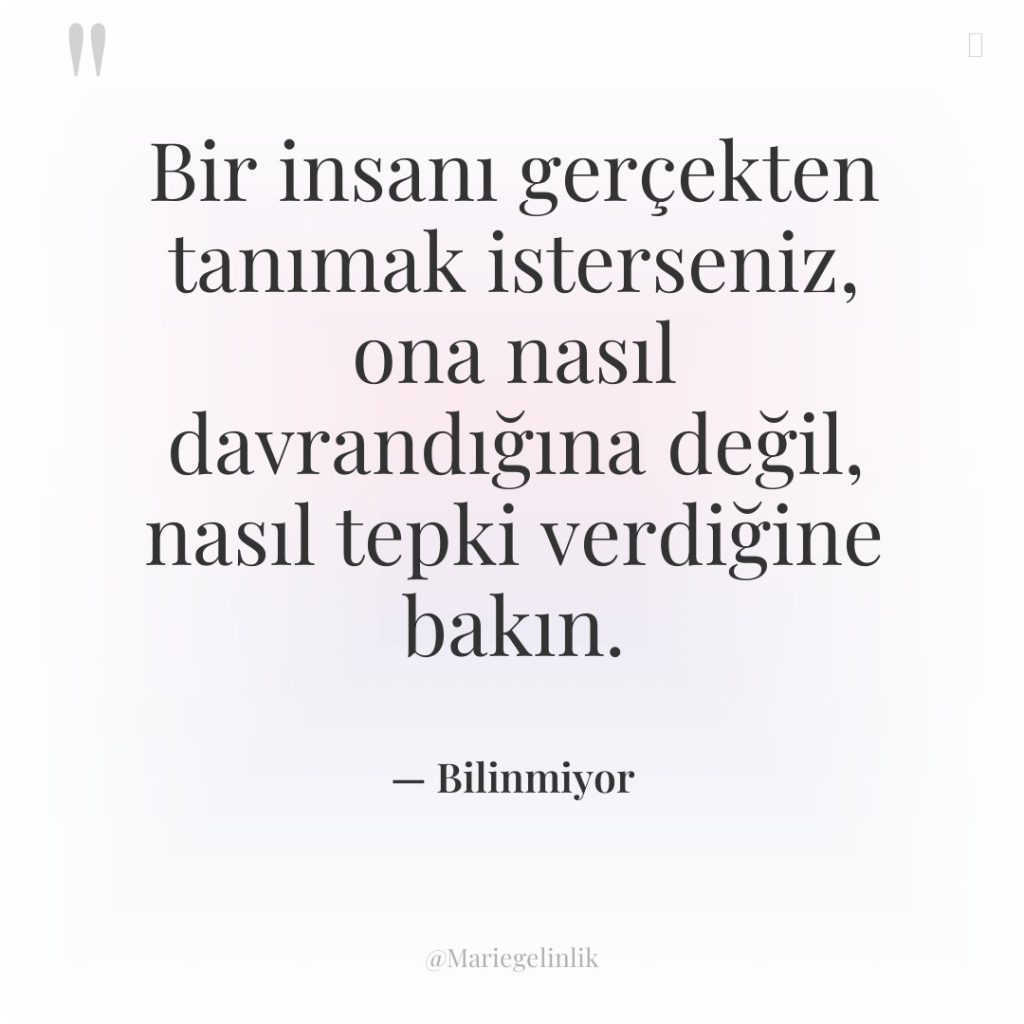 Bir insanı gerçekten tanımak isterseniz, ona nasıl davrandığına değil, nasıl…