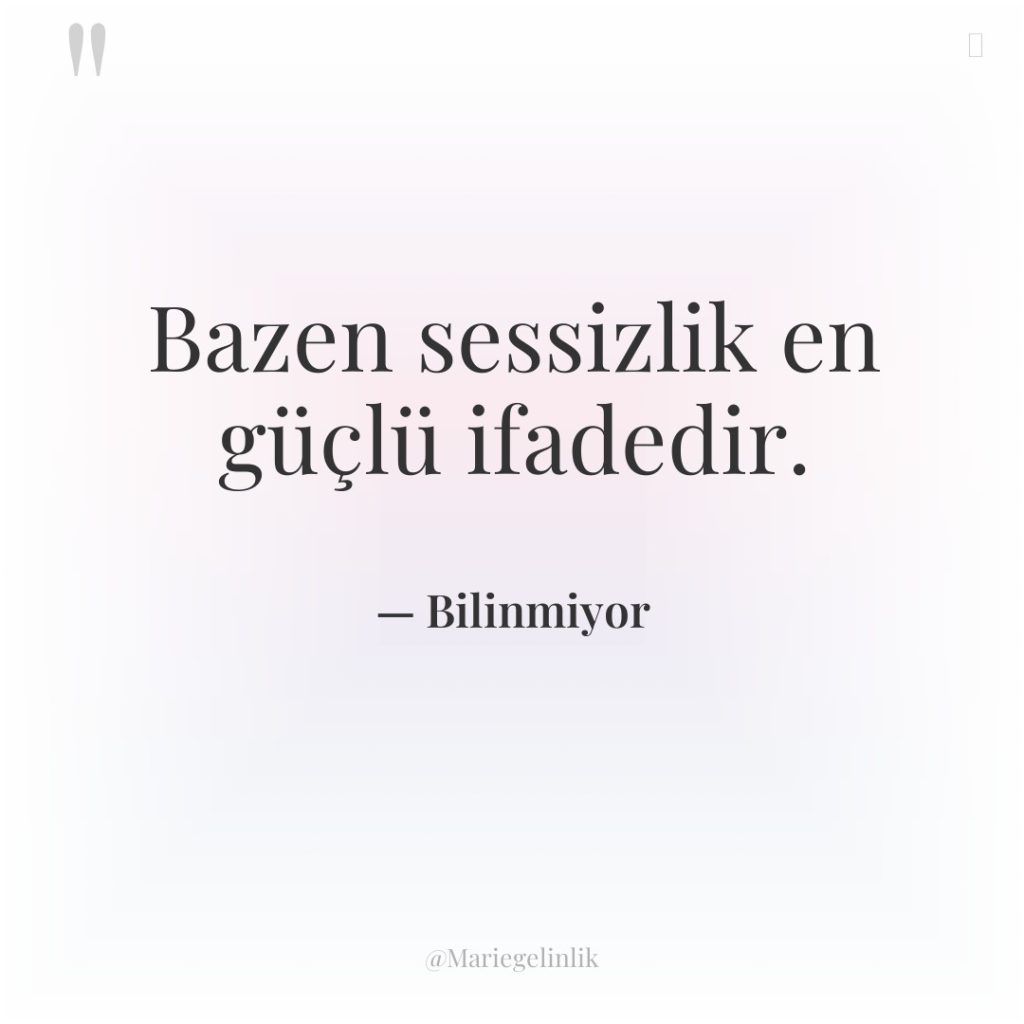 Bazen sessizlik en güçlü ifadedir.