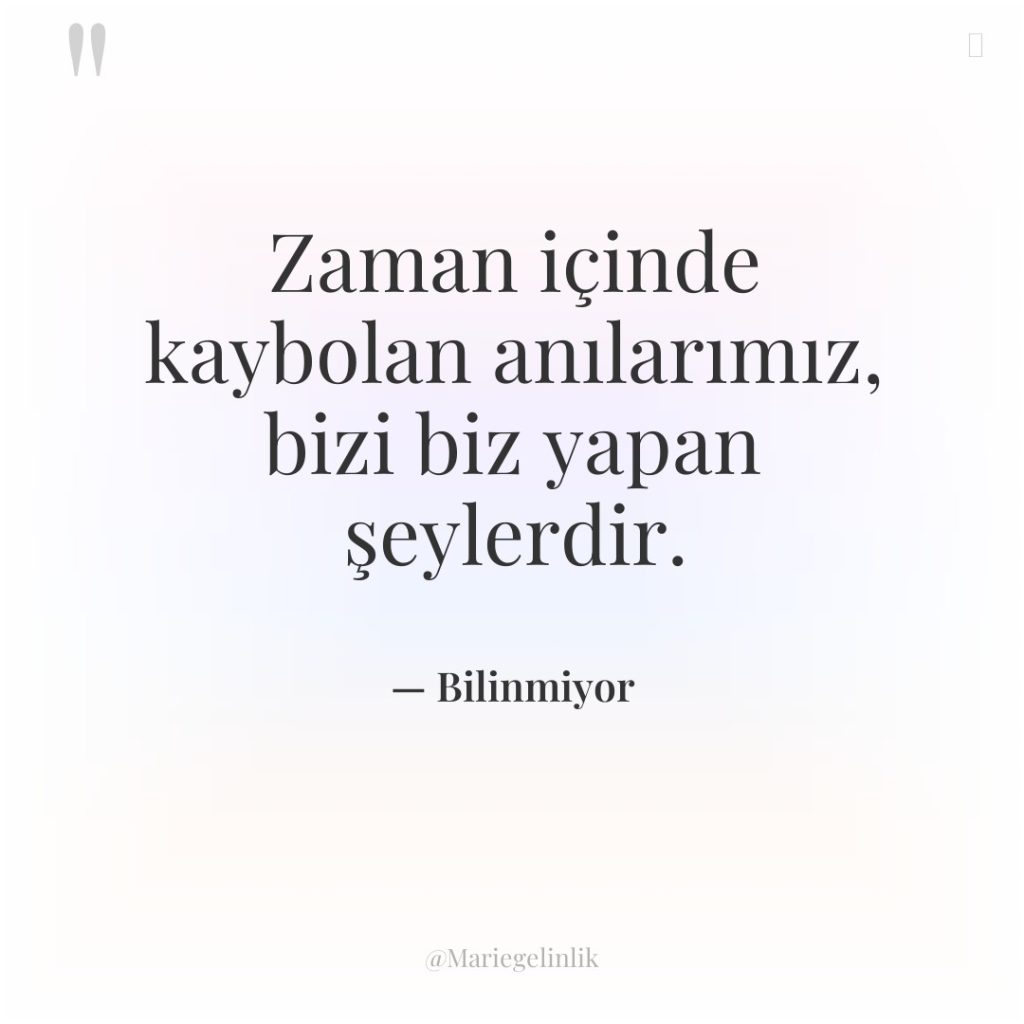 Zaman içinde kaybolan anılarımız, bizi biz yapan şeylerdir.