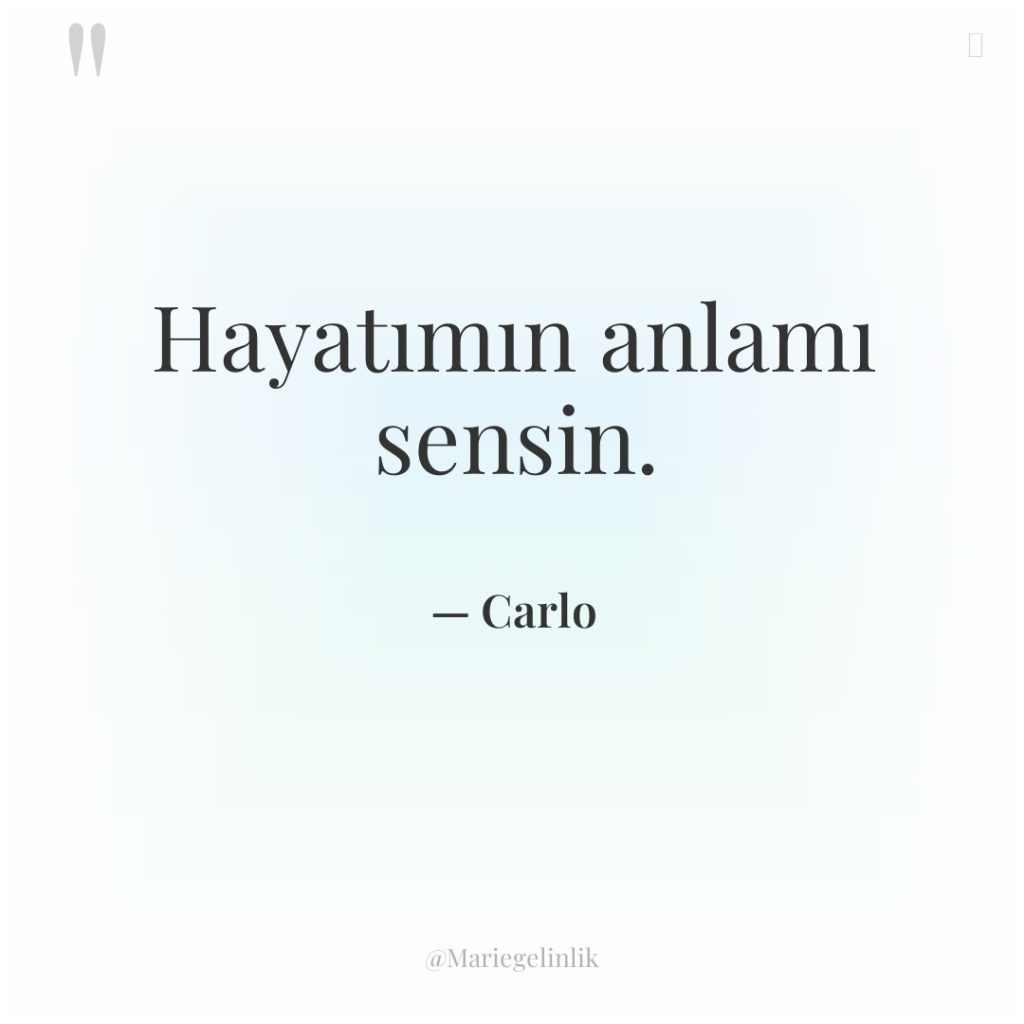 Hayatımın anlamı sensin.