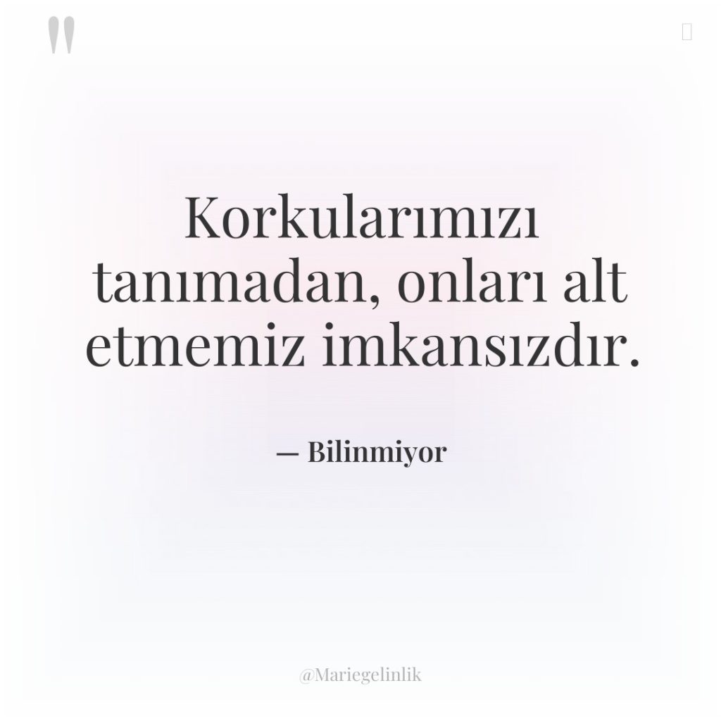 Korkularımızı tanımadan, onları alt etmemiz imkansızdır.