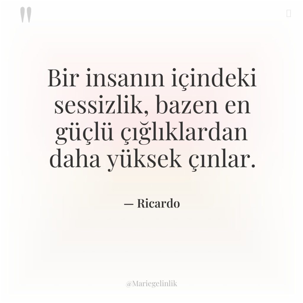Bir insanın içindeki sessizlik, bazen en güçlü çığlıklardan daha yüksek…